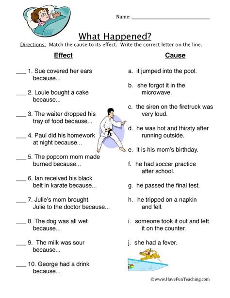 Free Cause And Effect Worksheets