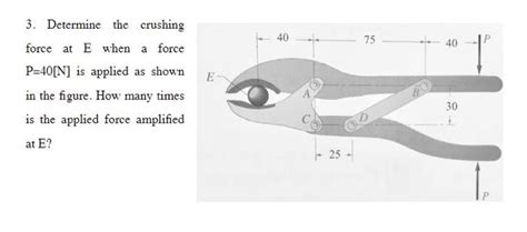 Solved 3. Determine the crushing force at E when a force | Chegg.com