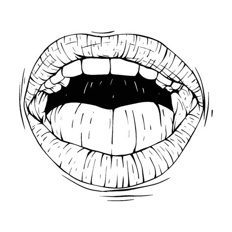 Vector lips sketch black and white 26301556 Vector Art at Vecteezy