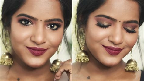 Indian Glam Makeup On Dusky Skin Tone! Antique Gold Smokey Eyes Tutorial ️ - YouTube