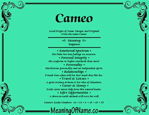 Cameo - Meaning of Name