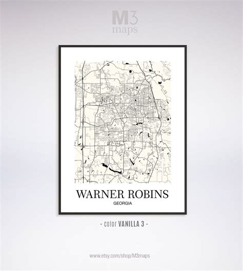 Warner Robins Warner Robins GA Map Warner Robins Modern Art | Etsy