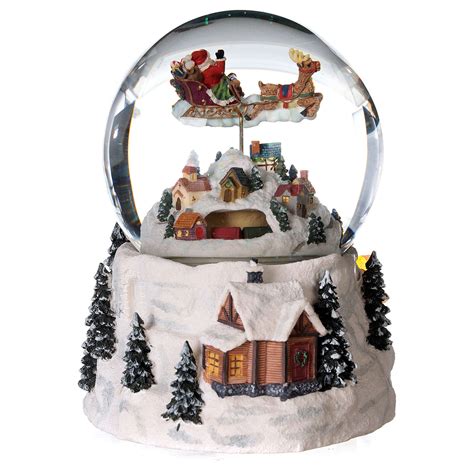 Glass snow globe glitter Christmas village with river 12 cm | online sales on HOLYART.com