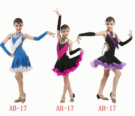 Children Latin dance costume girls Latin dance skirt tassel adult feather costumes-in Ballet ...