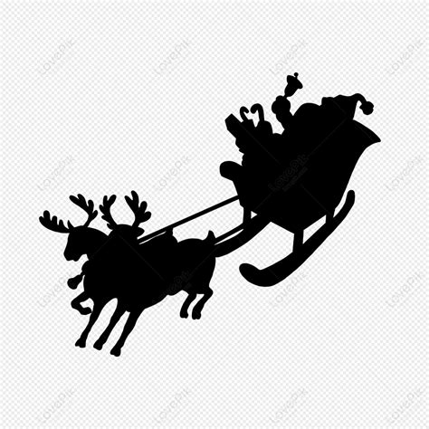 Christmas Santa Reindeer Sleigh Silhouette, Santa Claus, Reindeer ...