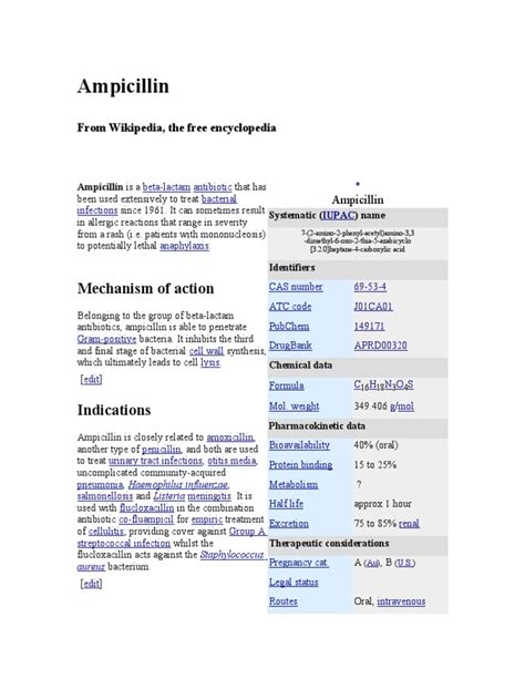 Ampicillin: Mechanism of Action | PDF