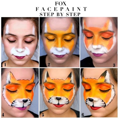 Fox Face Paint step by step | Fox face paint, Face painting easy ...