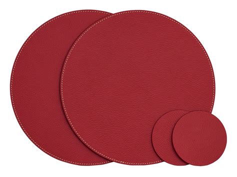 Nikalaz Round Placemats and Coasters Recycled Leather Place Mats, Set of 2 Place Mats and 2 ...