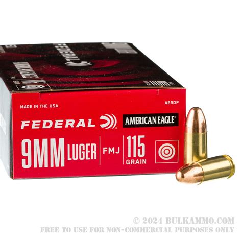 50 Rounds of Bulk 9mm Ammo by Federal - 115gr FMJ