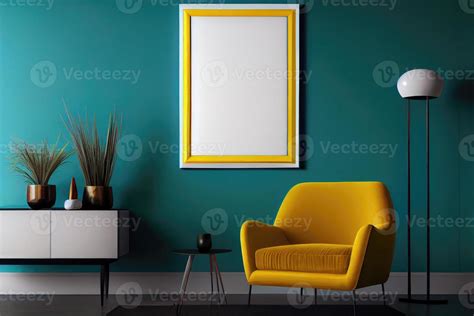 Frame Mockup Hanging On The Wall In Minimalist Interior Room. AI Generated 22478073 Stock Photo ...