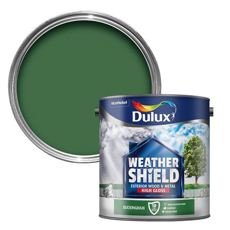 Dulux Weathershield Buckingham green Gloss Wood & metal paint 2.5L ...