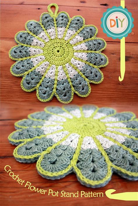 RubyRed Eclectic: FREE Pattern - Crochet Flower Potstand | Crochet potholder patterns, Crochet ...