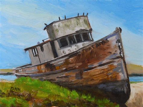 Oil painting of old Boat tugboat Smaill signed 6x8 original | Etsy