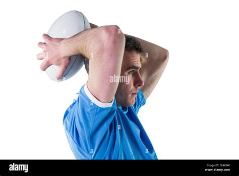 Rugby player about to throw a rugby ball Stock Photo - Alamy