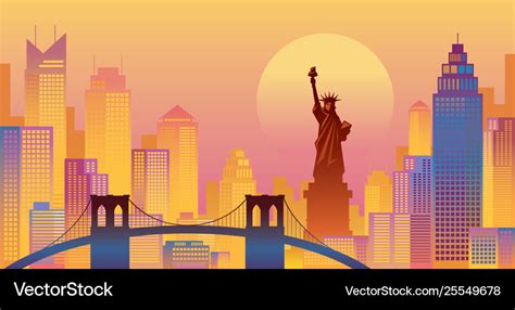 New york colourful background urban skyline Vector Image