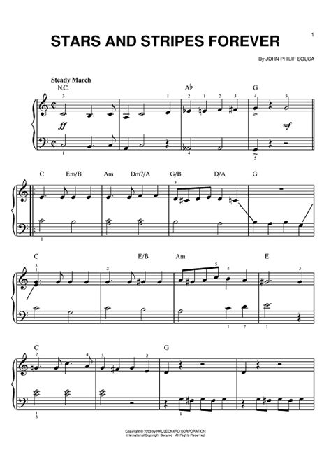 Stars And Stripes Forever" Sheet Music by John Philip Sousa for Easy ...