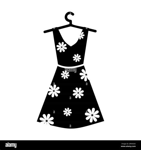Black silhouette of summer women dress with floral ornament Stock Vector Image & Art - Alamy