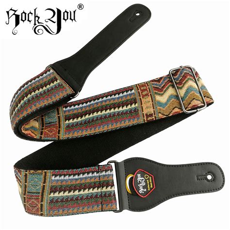 New leather head cotton Guitar Strap acoustic guitar strap electric guitar strap length 145cm ...