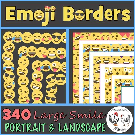 Emoji Borders and Frames - 340 Large Smile Borders [Portrait and Landscape] | Emoji decorations ...