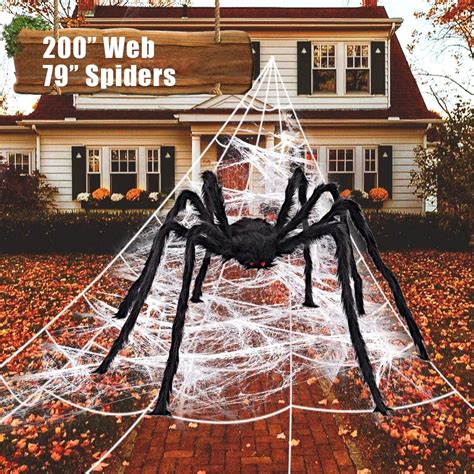 ZOMIJOMI Halloween Decorations 200“Spider Web with 79”Giant Spider, Large Spider for Scary, Big ...