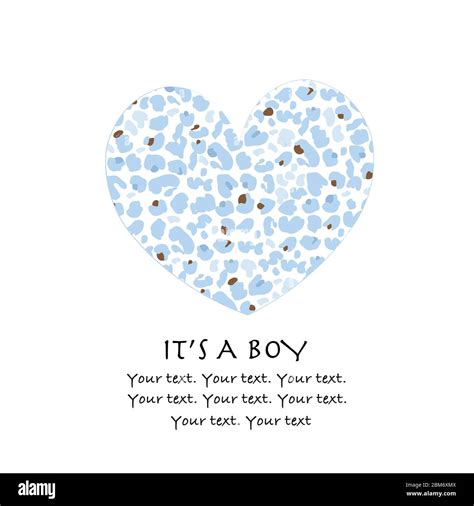 Heart with blue leopard pattern Baby boy, baby shower greeting card ...