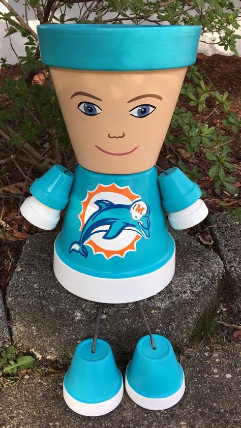 Miami Dolphins Clay Pot People, Fathers Mothers Day Gift, Graduation Gift, Unique Mens Gift ...