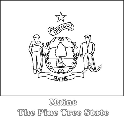 Large, Printable Maine State Flag to Color, from NETSTATE.COM