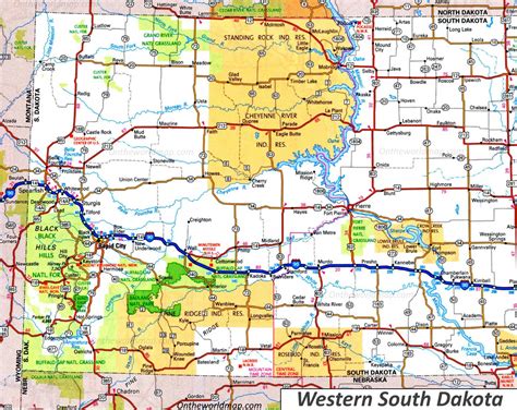 Map of Western South Dakota - Ontheworldmap.com