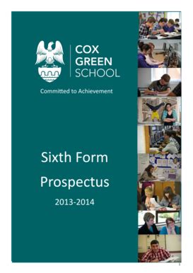 Fillable Online Sixth Form Prospectus - Cox Green School Fax Email Print - pdfFiller