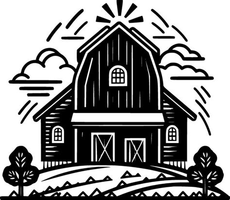 Premium Vector | Farmhouse black and white isolated icon vector ...