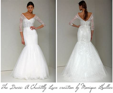 Monique Lhuillier created a custom Chantilly lace wedding dress for ...