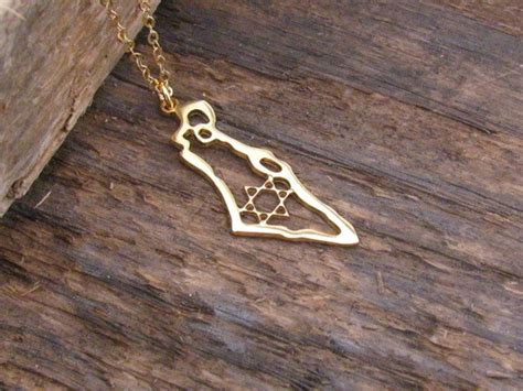 Israel Necklace, Israel Map Necklace, Israel Pendant, Jewish Jewelry, Judaica Jewelry, Holy Land ...