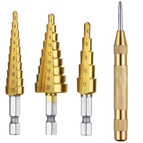 2021 HSS Steel Titanium Step Drill Bits 3 12mm 4 12mm 4 20mm Step Cone ...