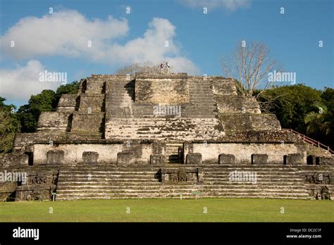 Belize, Altun Ha. Plaza B, Temple of the Masonry Altars (aka Temple Stock Photo, Royalty Free ...