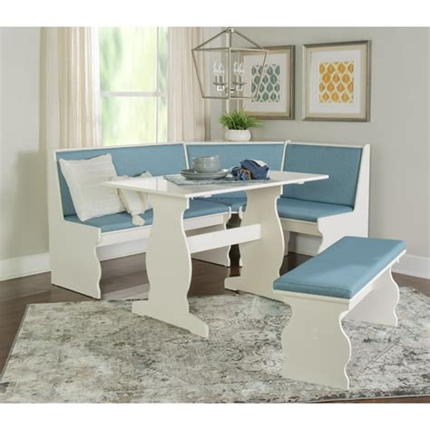 Linon Sasha Wood Corner Dining Breakfast Nook with Table, Cushions ...