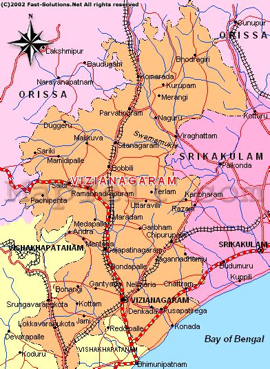 Vizianagaram District Map With Mandals And Villages - Middle East Map