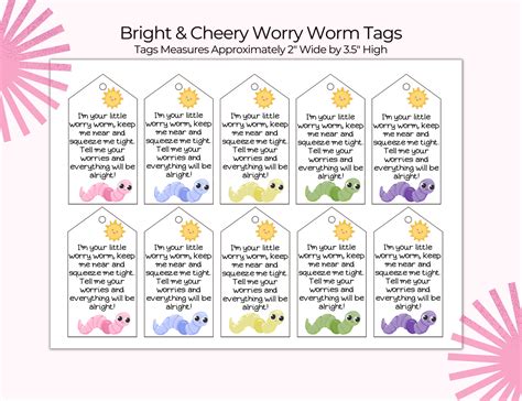 Worry Worm Tags & Worry Worm Cards for Crochet Worms, Loom Worms, the Worry Worm Poem Tags Cards ...