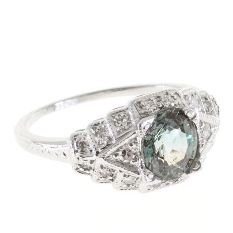 Natural Alexandrite Diamond Platinum Engagement Ring For Sale at 1stdibs