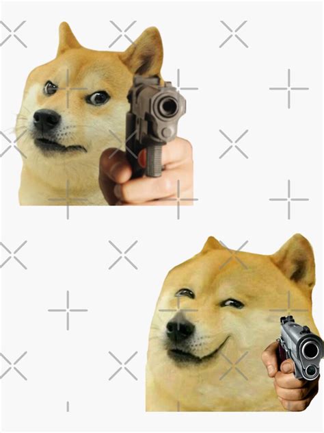 "Cheems Doge Gun Meme Set" Sticker for Sale by redakhatib | Redbubble