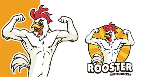 Rooster Super Chicken Mascot Logo Template - TemplateMonster