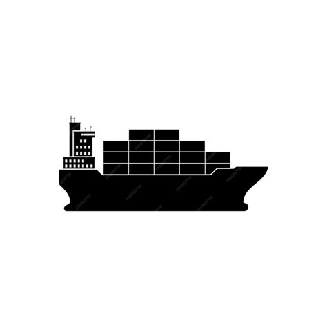 Premium Vector | Cargo ship with containers icon isolated on white background Freight transport ...