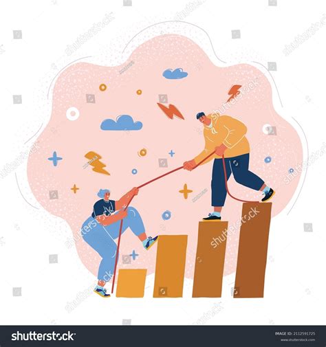 Cartoon Vector Illustration Man Pulling Stairs Stock Vector (Royalty ...