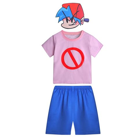 FNF Boyfriend Shirt Kid with Shorts Mask Costume Cosplay Set FRIDAY ...