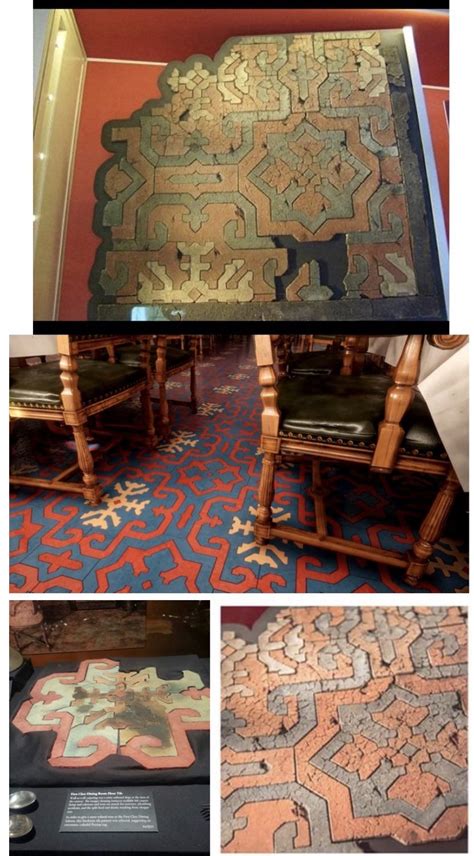 Titanic dining room linoleum floor tiles. Bottom left is from Titanic. Top and bottom right is ...