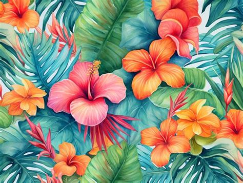 Fondo de pantalla de flores tropicales ai generado | Foto Premium