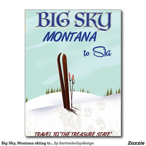 Big Sky, Montana skiing travel poster Postcard | Zazzle | Montana ski ...