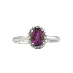 Diamond and White Gold Amethyst Birthstone Oval Ring - Gemologica, A Fine Online Jewelry Store