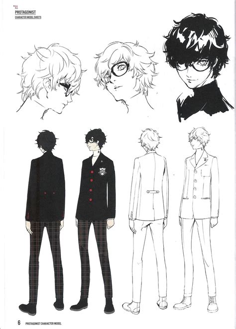 Persona 5 protagonist model sheet. I have the full art book and it's beautiful | Persona 5 anime ...