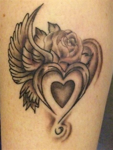 Image result for Sacred Heart Wings Roses Tattoo | Shape tattoo, Heart ...