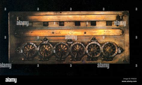 PASCALINE CALCULATOR, 1654. /nFront view of Blaise Pascal's calculating ...